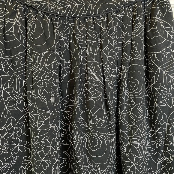 ANTHROPOLOGIE Women's 52 Conversations Colloquial Skirt Sz 6 Black Floral Linen - Picture 2 of 11